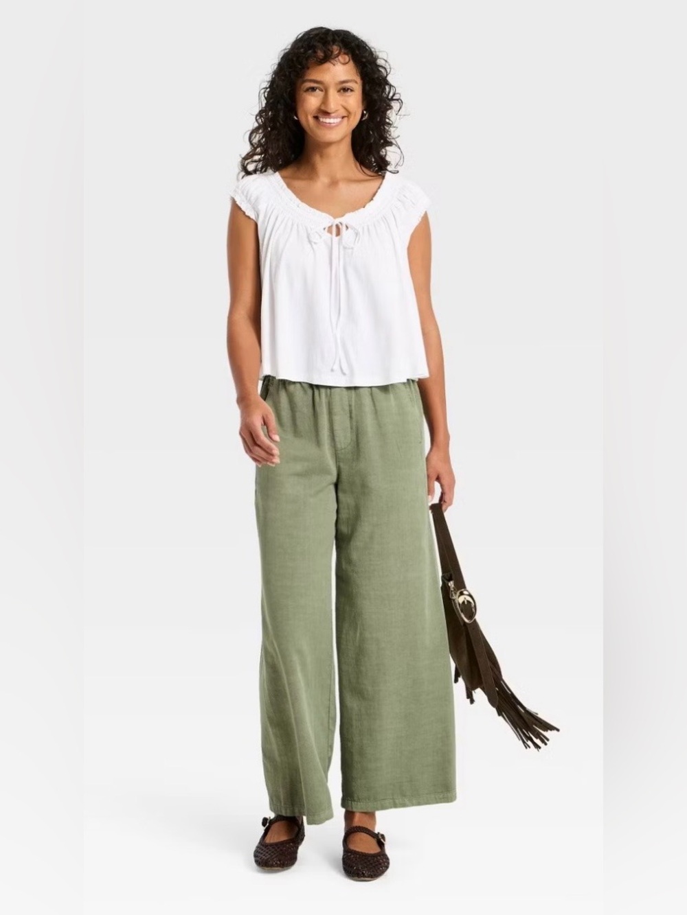 Women's High-Rise Pull-On Pants - Universal Thread™ Olive Green Sz Large